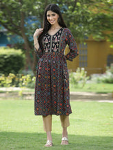 Black Rayon Festive Printed Flared Kurta For Women